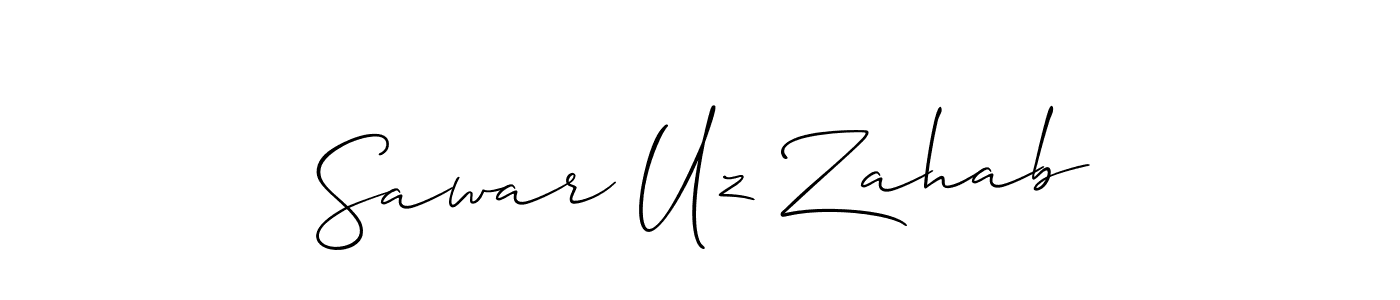 You should practise on your own different ways (Allison_Script) to write your name (Sawar Uz Zahab) in signature. don't let someone else do it for you. Sawar Uz Zahab signature style 2 images and pictures png