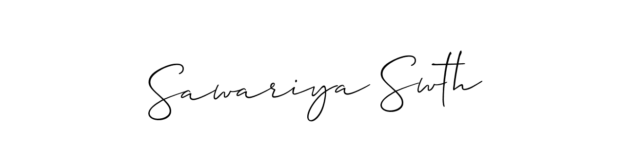 Create a beautiful signature design for name Sawariya Swth. With this signature (Allison_Script) fonts, you can make a handwritten signature for free. Sawariya Swth signature style 2 images and pictures png