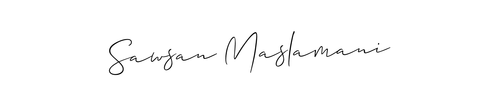 You should practise on your own different ways (Allison_Script) to write your name (Sawsan Maslamani) in signature. don't let someone else do it for you. Sawsan Maslamani signature style 2 images and pictures png