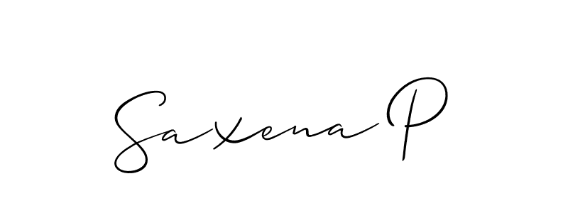 How to make Saxena P name signature. Use Allison_Script style for creating short signs online. This is the latest handwritten sign. Saxena P signature style 2 images and pictures png