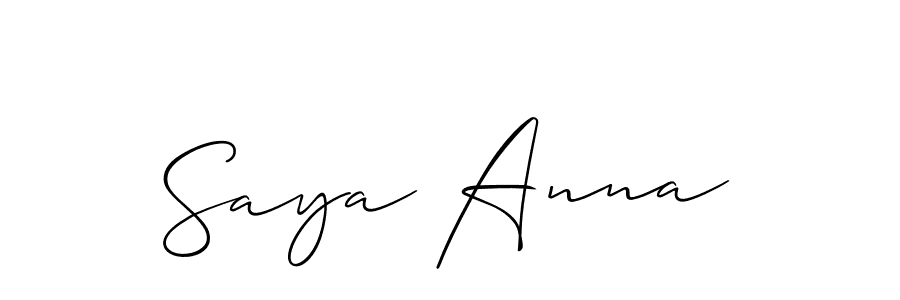 The best way (Allison_Script) to make a short signature is to pick only two or three words in your name. The name Saya Anna include a total of six letters. For converting this name. Saya Anna signature style 2 images and pictures png
