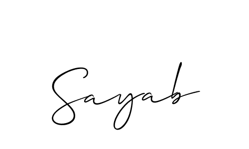 Use a signature maker to create a handwritten signature online. With this signature software, you can design (Allison_Script) your own signature for name Sayab. Sayab signature style 2 images and pictures png