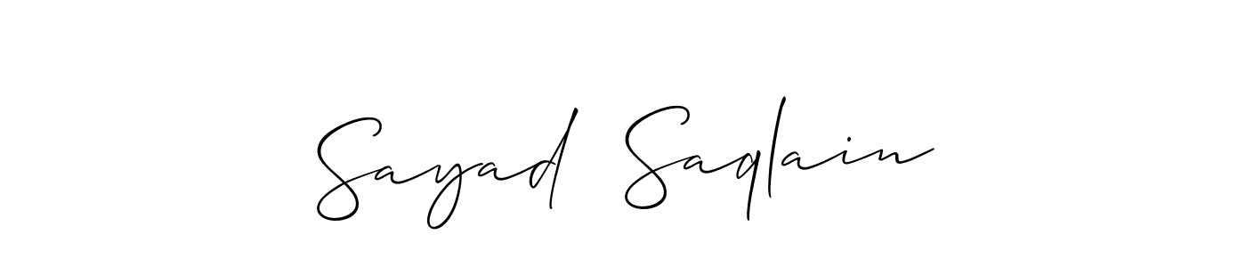 It looks lik you need a new signature style for name Sayad  Saqlain. Design unique handwritten (Allison_Script) signature with our free signature maker in just a few clicks. Sayad  Saqlain signature style 2 images and pictures png