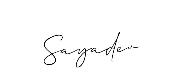 Make a beautiful signature design for name Sayadev. With this signature (Allison_Script) style, you can create a handwritten signature for free. Sayadev signature style 2 images and pictures png