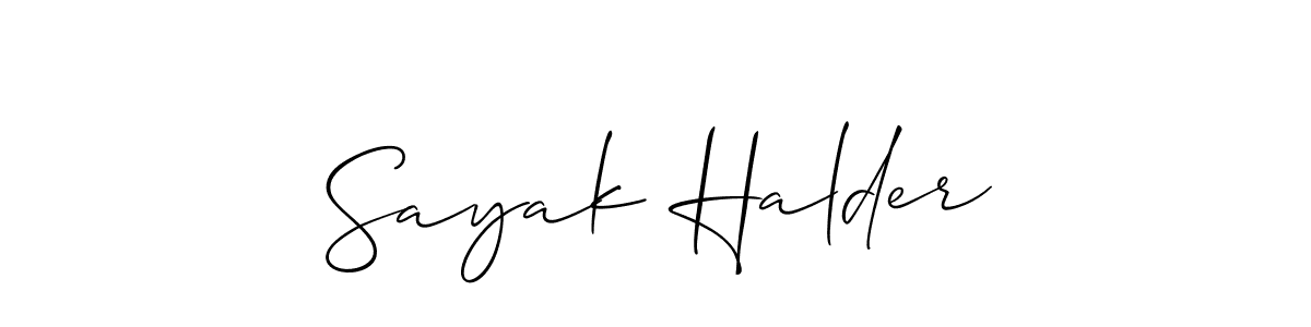 Also we have Sayak Halder name is the best signature style. Create professional handwritten signature collection using Allison_Script autograph style. Sayak Halder signature style 2 images and pictures png