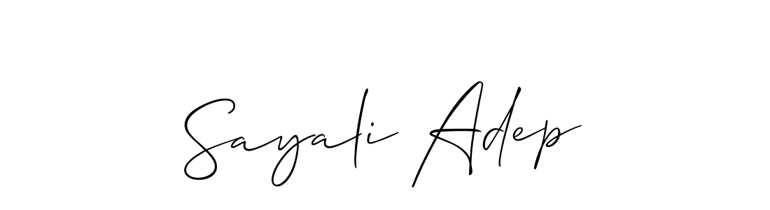 Make a beautiful signature design for name Sayali Adep. With this signature (Allison_Script) style, you can create a handwritten signature for free. Sayali Adep signature style 2 images and pictures png