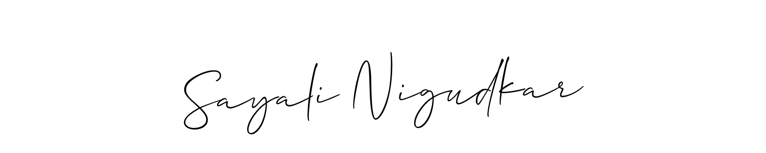 Use a signature maker to create a handwritten signature online. With this signature software, you can design (Allison_Script) your own signature for name Sayali Nigudkar. Sayali Nigudkar signature style 2 images and pictures png