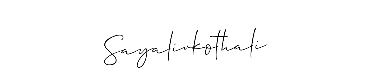 How to make Sayalivkothali signature? Allison_Script is a professional autograph style. Create handwritten signature for Sayalivkothali name. Sayalivkothali signature style 2 images and pictures png