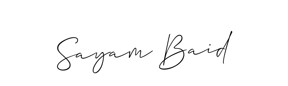 You should practise on your own different ways (Allison_Script) to write your name (Sayam Baid) in signature. don't let someone else do it for you. Sayam Baid signature style 2 images and pictures png