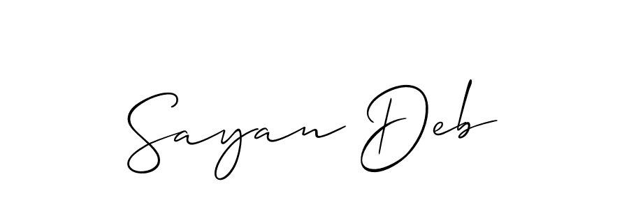 The best way (Allison_Script) to make a short signature is to pick only two or three words in your name. The name Sayan Deb include a total of six letters. For converting this name. Sayan Deb signature style 2 images and pictures png