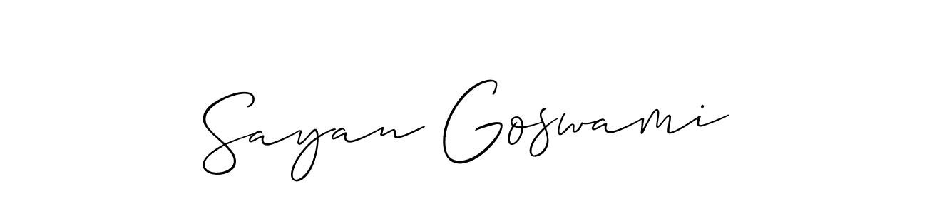 Use a signature maker to create a handwritten signature online. With this signature software, you can design (Allison_Script) your own signature for name Sayan Goswami. Sayan Goswami signature style 2 images and pictures png