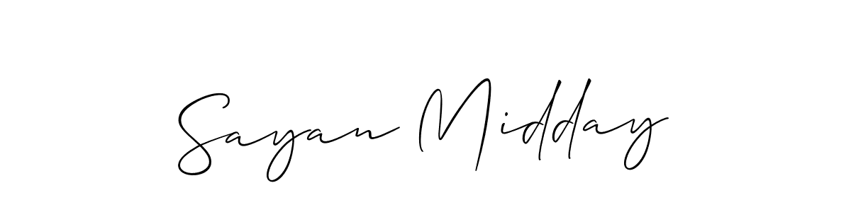 Make a beautiful signature design for name Sayan Midday. With this signature (Allison_Script) style, you can create a handwritten signature for free. Sayan Midday signature style 2 images and pictures png