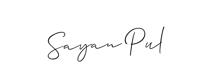 It looks lik you need a new signature style for name Sayan Pul. Design unique handwritten (Allison_Script) signature with our free signature maker in just a few clicks. Sayan Pul signature style 2 images and pictures png