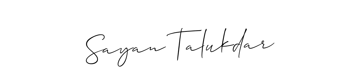 Create a beautiful signature design for name Sayan Talukdar. With this signature (Allison_Script) fonts, you can make a handwritten signature for free. Sayan Talukdar signature style 2 images and pictures png