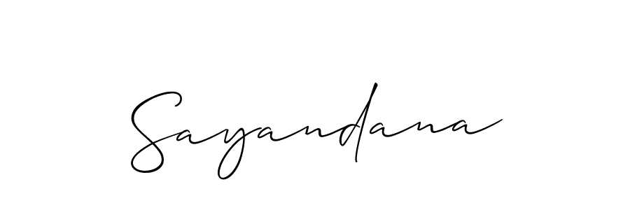 Create a beautiful signature design for name Sayandana. With this signature (Allison_Script) fonts, you can make a handwritten signature for free. Sayandana signature style 2 images and pictures png
