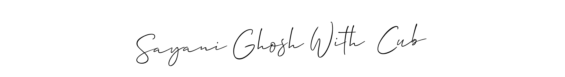 Similarly Allison_Script is the best handwritten signature design. Signature creator online .You can use it as an online autograph creator for name Sayani Ghosh With  Cub. Sayani Ghosh With  Cub signature style 2 images and pictures png