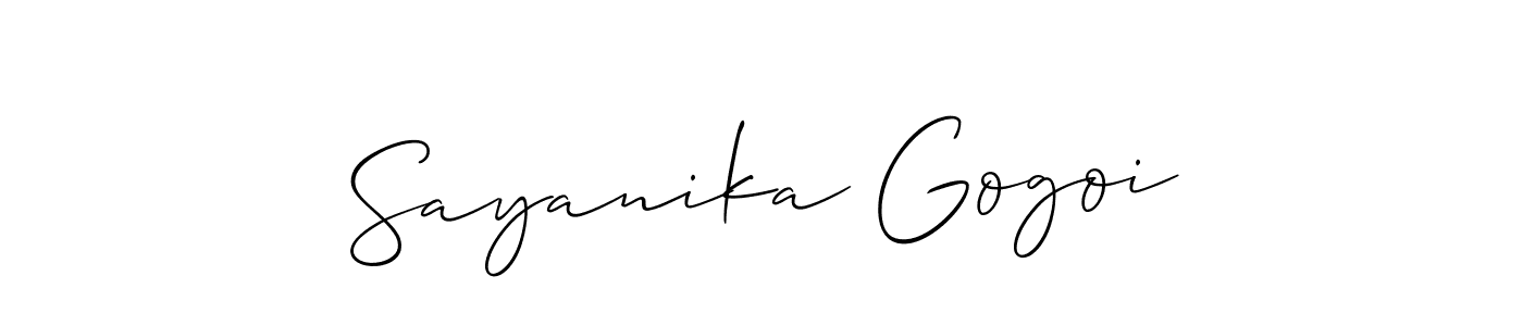 Also we have Sayanika Gogoi name is the best signature style. Create professional handwritten signature collection using Allison_Script autograph style. Sayanika Gogoi signature style 2 images and pictures png