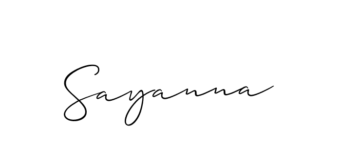 Design your own signature with our free online signature maker. With this signature software, you can create a handwritten (Allison_Script) signature for name Sayanna. Sayanna signature style 2 images and pictures png