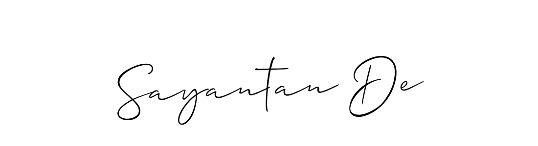Use a signature maker to create a handwritten signature online. With this signature software, you can design (Allison_Script) your own signature for name Sayantan De. Sayantan De signature style 2 images and pictures png