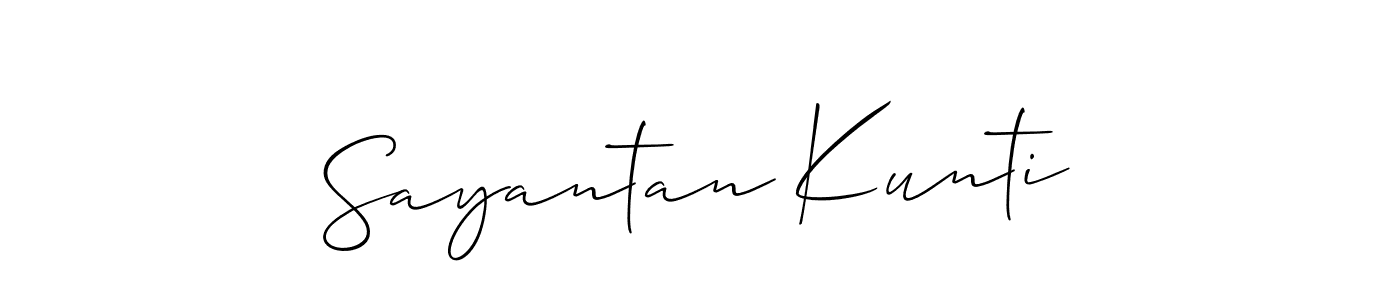 Use a signature maker to create a handwritten signature online. With this signature software, you can design (Allison_Script) your own signature for name Sayantan Kunti. Sayantan Kunti signature style 2 images and pictures png