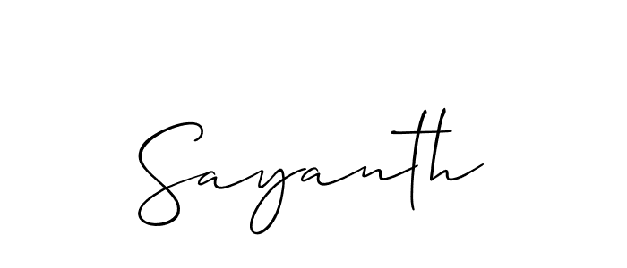 Create a beautiful signature design for name Sayanth. With this signature (Allison_Script) fonts, you can make a handwritten signature for free. Sayanth signature style 2 images and pictures png