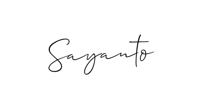 Make a beautiful signature design for name Sayanto. With this signature (Allison_Script) style, you can create a handwritten signature for free. Sayanto signature style 2 images and pictures png