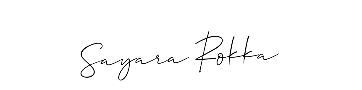 Make a short Sayara Rokka signature style. Manage your documents anywhere anytime using Allison_Script. Create and add eSignatures, submit forms, share and send files easily. Sayara Rokka signature style 2 images and pictures png