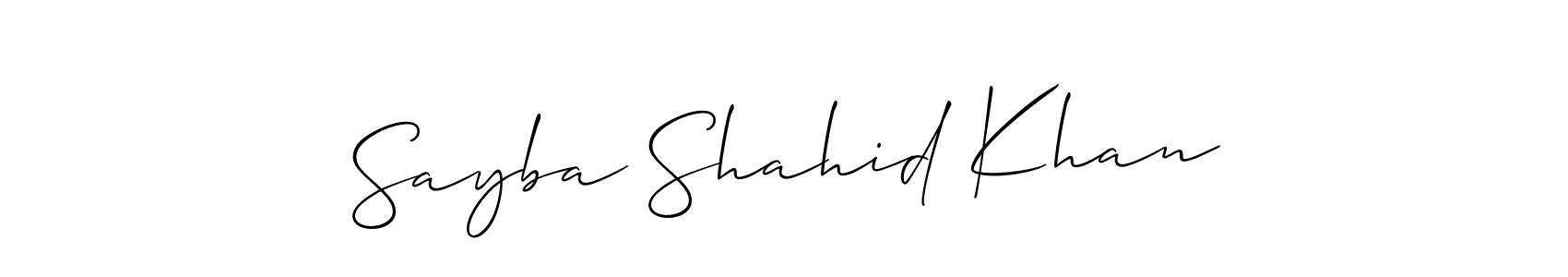How to Draw Sayba Shahid Khan signature style? Allison_Script is a latest design signature styles for name Sayba Shahid Khan. Sayba Shahid Khan signature style 2 images and pictures png