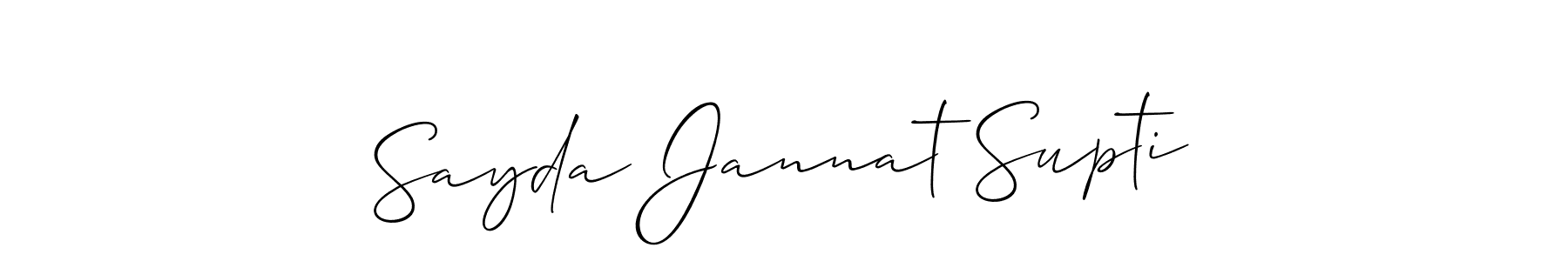 Also You can easily find your signature by using the search form. We will create Sayda Jannat Supti name handwritten signature images for you free of cost using Allison_Script sign style. Sayda Jannat Supti signature style 2 images and pictures png