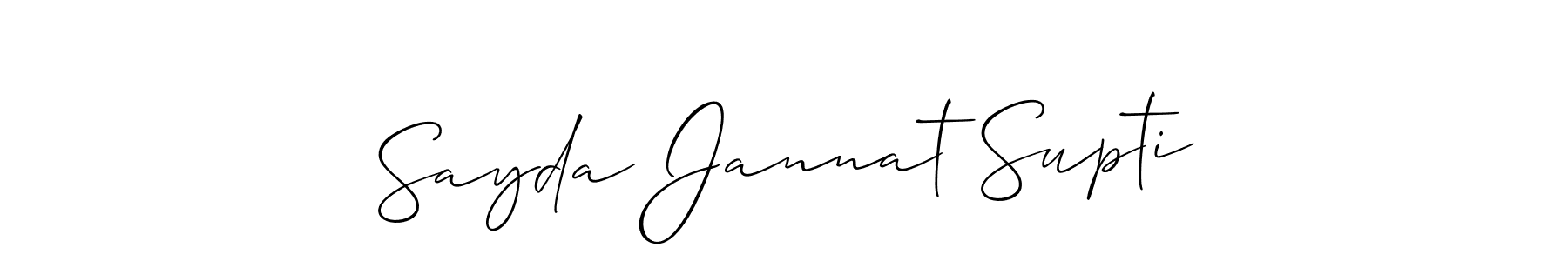 Also You can easily find your signature by using the search form. We will create Sayda Jannat Supti name handwritten signature images for you free of cost using Allison_Script sign style. Sayda Jannat Supti signature style 2 images and pictures png