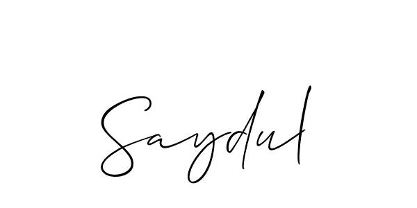 Use a signature maker to create a handwritten signature online. With this signature software, you can design (Allison_Script) your own signature for name Saydul. Saydul signature style 2 images and pictures png