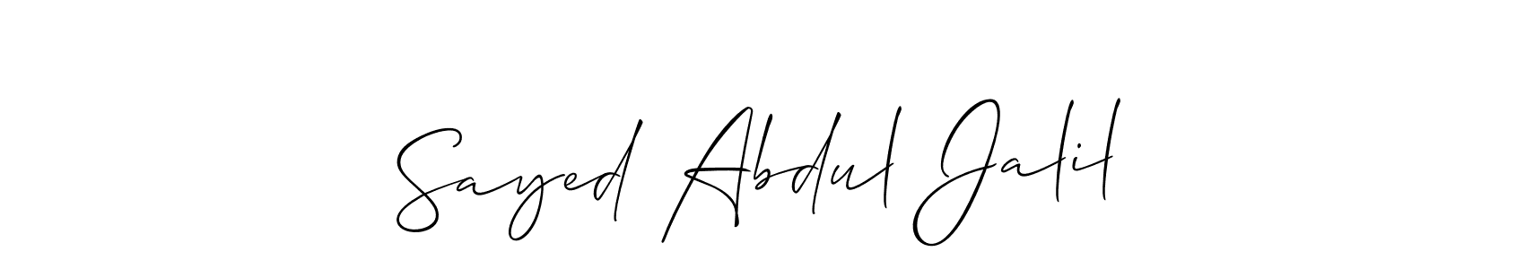 The best way (Allison_Script) to make a short signature is to pick only two or three words in your name. The name Sayed Abdul Jalil include a total of six letters. For converting this name. Sayed Abdul Jalil signature style 2 images and pictures png