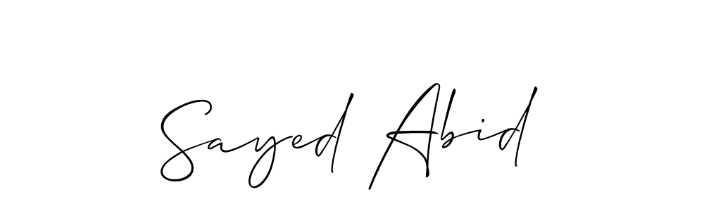 Make a beautiful signature design for name Sayed Abid. With this signature (Allison_Script) style, you can create a handwritten signature for free. Sayed Abid signature style 2 images and pictures png