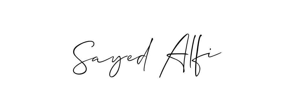 Also You can easily find your signature by using the search form. We will create Sayed Alfi name handwritten signature images for you free of cost using Allison_Script sign style. Sayed Alfi signature style 2 images and pictures png