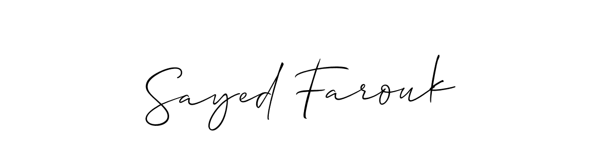 Make a short Sayed Farouk signature style. Manage your documents anywhere anytime using Allison_Script. Create and add eSignatures, submit forms, share and send files easily. Sayed Farouk signature style 2 images and pictures png