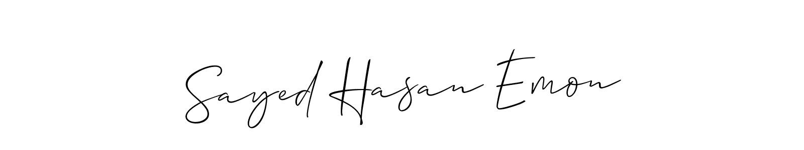 Use a signature maker to create a handwritten signature online. With this signature software, you can design (Allison_Script) your own signature for name Sayed Hasan Emon. Sayed Hasan Emon signature style 2 images and pictures png