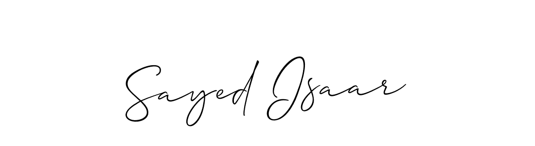 The best way (Allison_Script) to make a short signature is to pick only two or three words in your name. The name Sayed Isaar include a total of six letters. For converting this name. Sayed Isaar signature style 2 images and pictures png