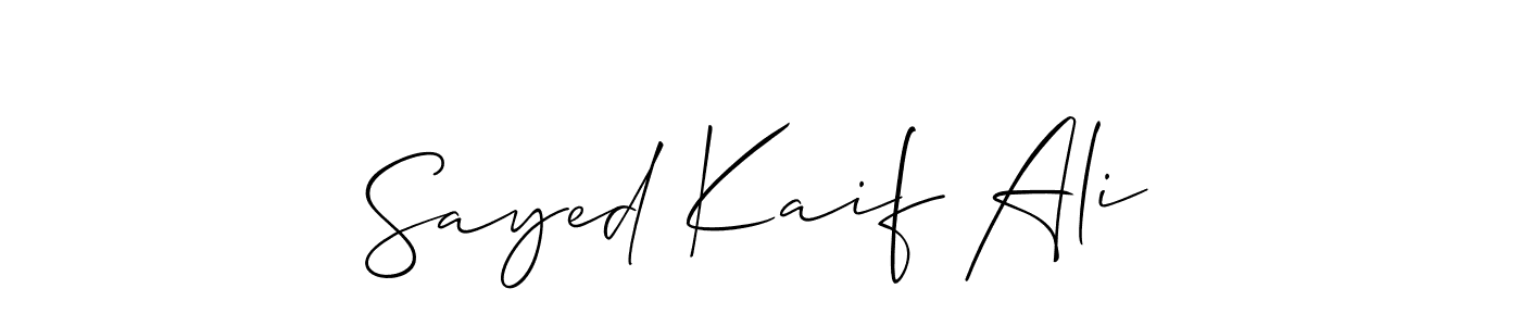 It looks lik you need a new signature style for name Sayed Kaif Ali. Design unique handwritten (Allison_Script) signature with our free signature maker in just a few clicks. Sayed Kaif Ali signature style 2 images and pictures png