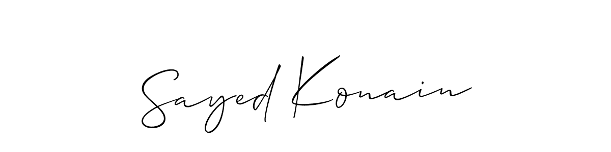 The best way (Allison_Script) to make a short signature is to pick only two or three words in your name. The name Sayed Konain include a total of six letters. For converting this name. Sayed Konain signature style 2 images and pictures png