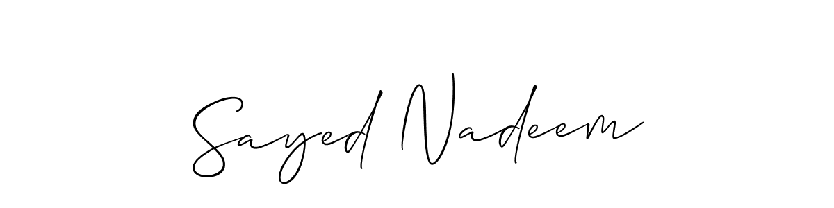 Make a short Sayed Nadeem signature style. Manage your documents anywhere anytime using Allison_Script. Create and add eSignatures, submit forms, share and send files easily. Sayed Nadeem signature style 2 images and pictures png