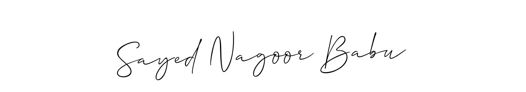 This is the best signature style for the Sayed Nagoor Babu name. Also you like these signature font (Allison_Script). Mix name signature. Sayed Nagoor Babu signature style 2 images and pictures png