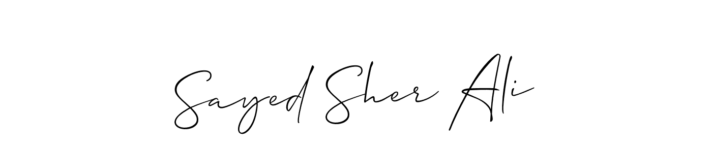 How to make Sayed Sher Ali name signature. Use Allison_Script style for creating short signs online. This is the latest handwritten sign. Sayed Sher Ali signature style 2 images and pictures png