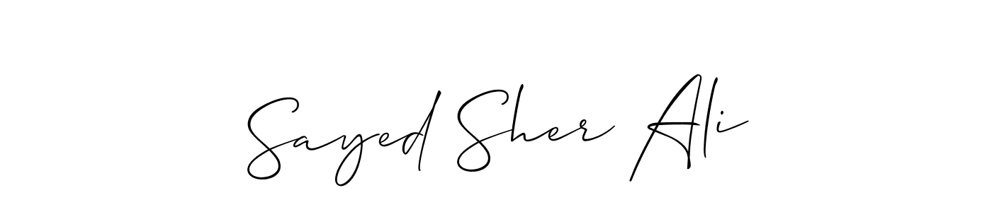 How to make Sayed Sher Ali name signature. Use Allison_Script style for creating short signs online. This is the latest handwritten sign. Sayed Sher Ali signature style 2 images and pictures png