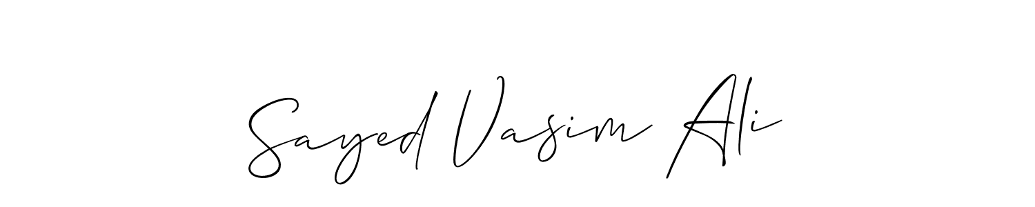 This is the best signature style for the Sayed Vasim Ali name. Also you like these signature font (Allison_Script). Mix name signature. Sayed Vasim Ali signature style 2 images and pictures png