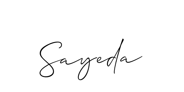 Make a beautiful signature design for name Sayeda. With this signature (Allison_Script) style, you can create a handwritten signature for free. Sayeda signature style 2 images and pictures png