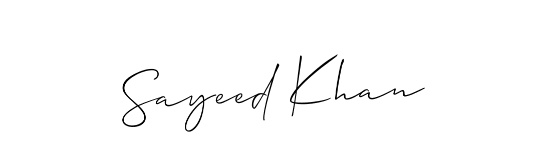 Allison_Script is a professional signature style that is perfect for those who want to add a touch of class to their signature. It is also a great choice for those who want to make their signature more unique. Get Sayeed Khan name to fancy signature for free. Sayeed Khan signature style 2 images and pictures png