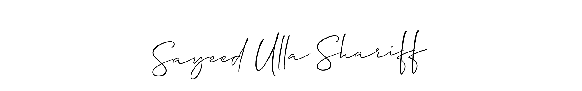 Create a beautiful signature design for name Sayeed Ulla Shariff. With this signature (Allison_Script) fonts, you can make a handwritten signature for free. Sayeed Ulla Shariff signature style 2 images and pictures png