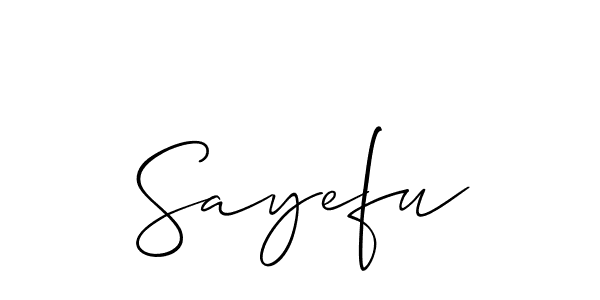 Design your own signature with our free online signature maker. With this signature software, you can create a handwritten (Allison_Script) signature for name Sayefu. Sayefu signature style 2 images and pictures png