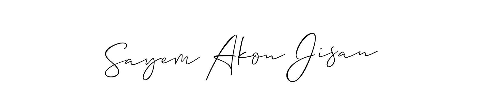 You should practise on your own different ways (Allison_Script) to write your name (Sayem Akon Jisan) in signature. don't let someone else do it for you. Sayem Akon Jisan signature style 2 images and pictures png