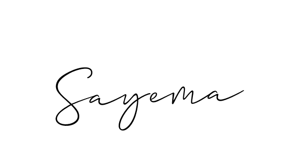 Also You can easily find your signature by using the search form. We will create Sayema name handwritten signature images for you free of cost using Allison_Script sign style. Sayema signature style 2 images and pictures png